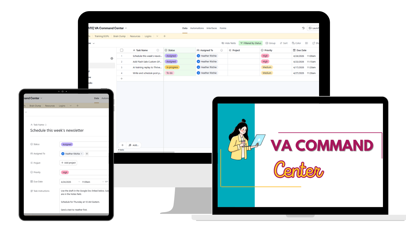 VA Command Center Airtable dashboard preview